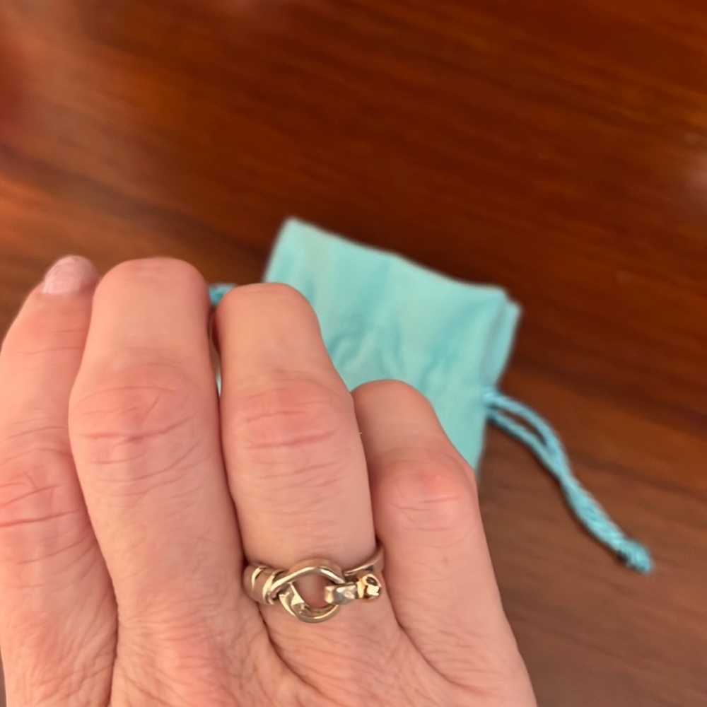 Tiffany sterling ring with gold ball